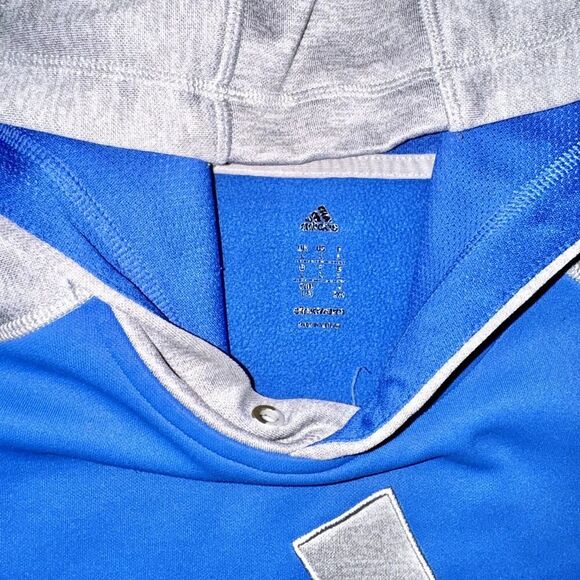 Adidas Long Sleeve Athletic Logo Pullover Hoodie in Blue Grey Size Large Kids - Picture 2 of 10